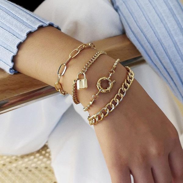 link, chain jewelry punk hip-hop locks hand accessories women multi- geometric round buckle set bracelets, Black
link, chain jewelry punk hip-hop locks hand accessories women multi- geometric round buckle set bracelets, Black