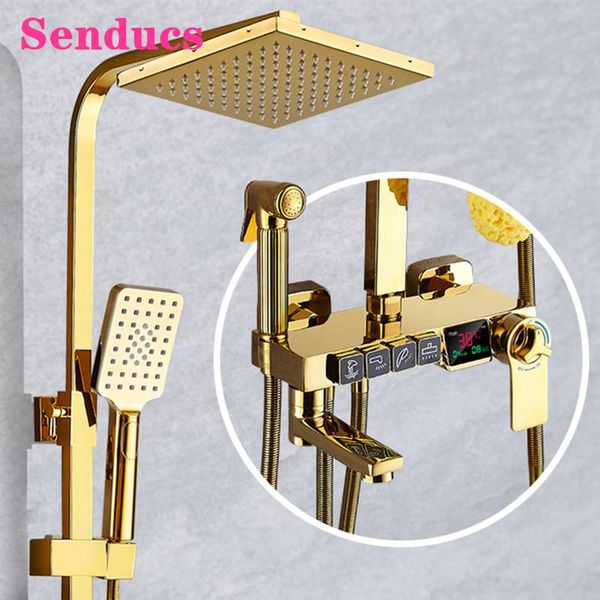 digital bath shower set senducs quality brass bathroom shower sprinkler suit rainfall head gold thermostatic sets
digital bath shower set senducs quality brass bathroom shower sprinkler suit rainfall head gold thermostatic sets