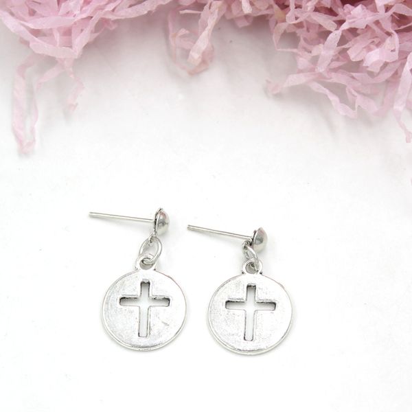 wholesale new arrival simple dangle earring cross round earrings for women jewelry gifts brincos, Silver 
wholesale new arrival simple dangle earring cross round earrings for women jewelry gifts brincos, Silver