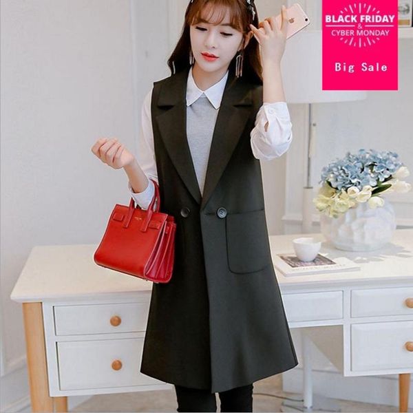 women's vests 2021 spring autumn fashion blazer suit female sleeveless blazervests of women waistcoat long outerwear l1102, Black;white
women's vests 2021 spring autumn fashion blazer suit female sleeveless blazervests of women waistcoat long outerwear l1102, Black;white