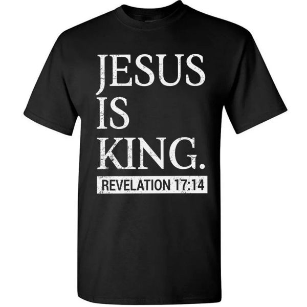 jesus is king t-shirt for christian bible verse scripture faith christ tee gifts, White;black
jesus is king t-shirt for christian bible verse scripture faith christ tee gifts, White;black