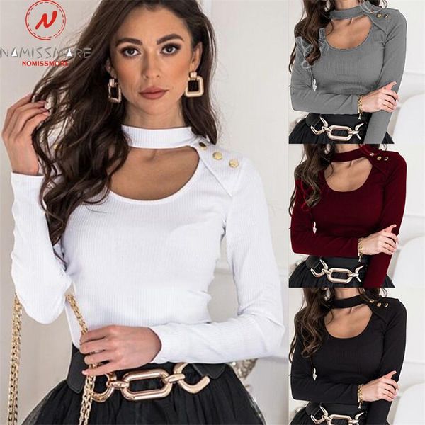 women's t-shirt women solid color t-shirts hollow out design button decor o-neck long sleeve spring autumn slim pullovers top, White
women's t-shirt women solid color t-shirts hollow out design button decor o-neck long sleeve spring autumn slim pullovers top, White