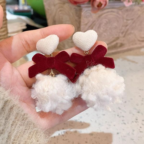 hoop & huggie 2021 trendy red velvet bow wool ball earrings autumn and winter elegant plush ear stud, Golden;silver
hoop & huggie 2021 trendy red velvet bow wool ball earrings autumn and winter elegant plush ear stud, Golden;silver