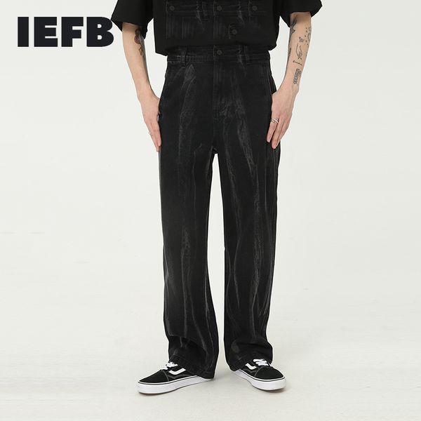 iefb men's wear summer gradual tie dyeing black denim trousers loose straight jeans straight pants streetwear 9y7092 210524, Blue
iefb men's wear summer gradual tie dyeing black denim trousers loose straight jeans straight pants streetwear 9y7092 210524, Blue