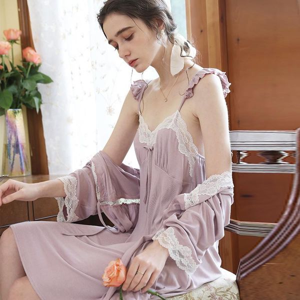 women's sleepwear sweet ruffles nightgown kimono women 2pcs robe sets v-neck lace nightdress modal sleepshirt skirt bride dressing bath, Black;red
women's sleepwear sweet ruffles nightgown kimono women 2pcs robe sets v-neck lace nightdress modal sleepshirt skirt bride dressing bath, Black;red