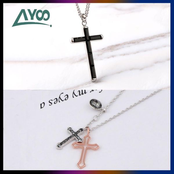 pendant necklaces swa fashion jewelry charming trendy men's handsome simple black cross necklace, Silver
pendant necklaces swa fashion jewelry charming trendy men's handsome simple black cross necklace, Silver