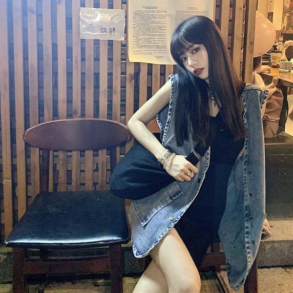 women's vests fashion denim vest women spring autumn sleeveless waistcoat coat mid-length casual jeans jackets female streetwear w699, Black;white
women's vests fashion denim vest women spring autumn sleeveless waistcoat coat mid-length casual jeans jackets female streetwear w699, Black;white