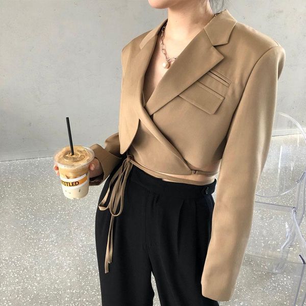 women's suits & blazers women khaki bandage irregular short blazer lapel long sleeve loose fit jacket fashion spring autumn 2021 lady c, White;black
women's suits & blazers women khaki bandage irregular short blazer lapel long sleeve loose fit jacket fashion spring autumn 2021 lady c, White;black
