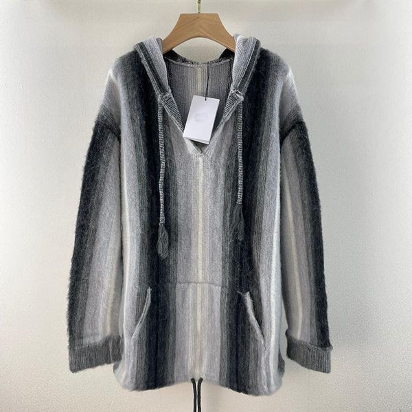 women's sweaters fashion gradient striped wool mohair-blends sweater women hooded soft fluffy long loose sweatshirt lady 2021 a, White;black
women's sweaters fashion gradient striped wool mohair-blends sweater women hooded soft fluffy long loose sweatshirt lady 2021 a, White;black