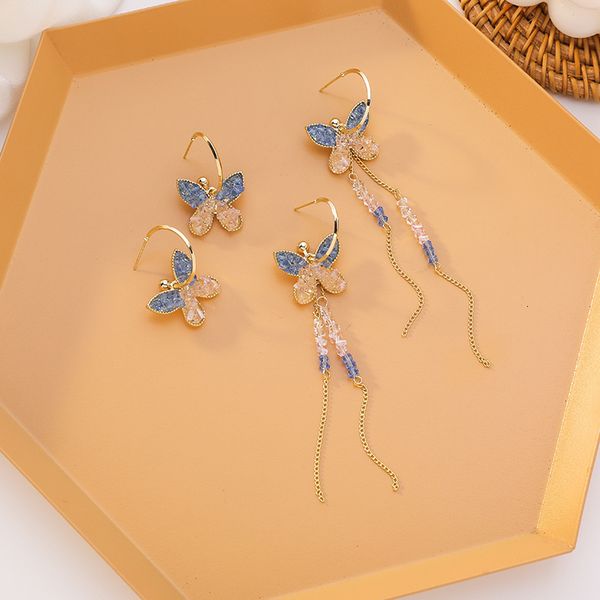 spring and summer crystal purple butterfly earrings long temperament tassel fashion women, Silver
spring and summer crystal purple butterfly earrings long temperament tassel fashion women, Silver