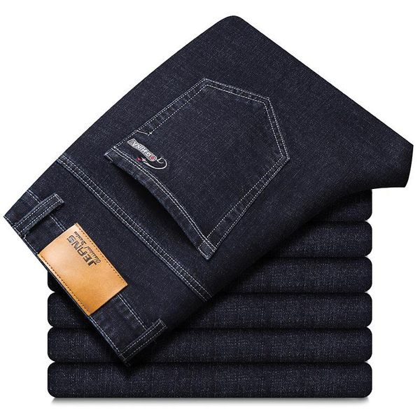 men's jeans autumn winter men high waist dark gray classic style business casual elastic straight denim pants male brand trousers, Blue
men's jeans autumn winter men high waist dark gray classic style business casual elastic straight denim pants male brand trousers, Blue
