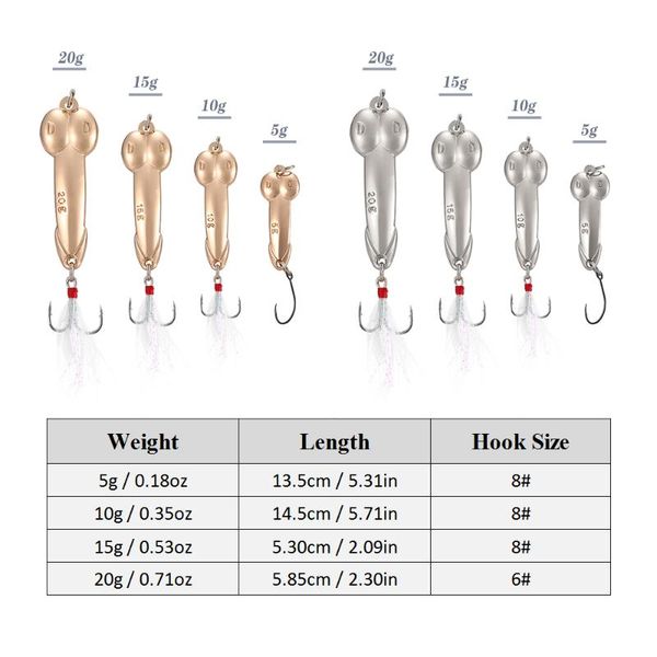 fishing hooks 4pcs/lot triple spoon lures 5g / 10g 15g 20g metal lure with reflective feather tail carp tackles