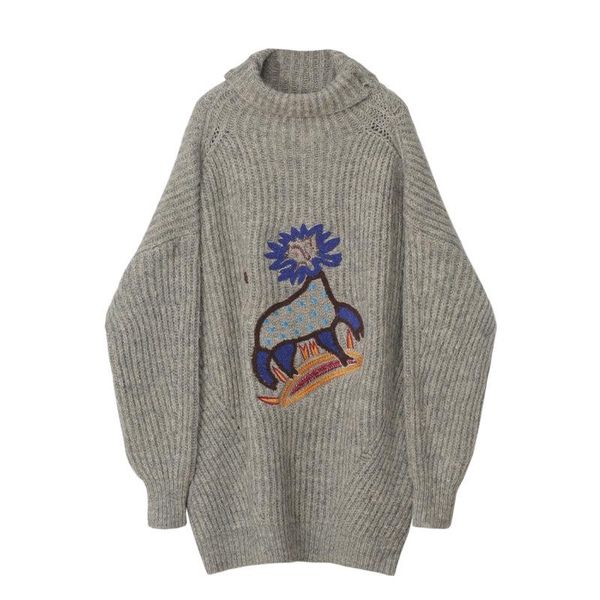 women's sweaters autumn winter cartoon jacquard loose knitted sweater women high neck casual pullover outerwear grey t37021, White;black
women's sweaters autumn winter cartoon jacquard loose knitted sweater women high neck casual pullover outerwear grey t37021, White;black