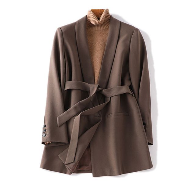 women's wool & blends autumn winter jacket fashion belt woolen coat female streetwear blazer clothes design ga7t, Black
women's wool & blends autumn winter jacket fashion belt woolen coat female streetwear blazer clothes design ga7t, Black