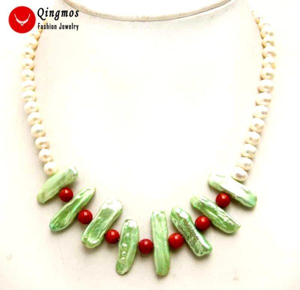 pendant necklaces qingmos natural 20mm biwa green pearl necklace for women with 6-7mm round white & red coral 17'' chokers, Silver
pendant necklaces qingmos natural 20mm biwa green pearl necklace for women with 6-7mm round white & red coral 17'' chokers, Silver