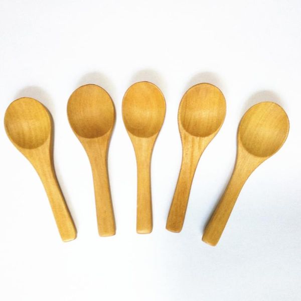 spoons shzq 500pcs 9cm/10 cm mini wooden or bamboo spoon baby honey ice cream