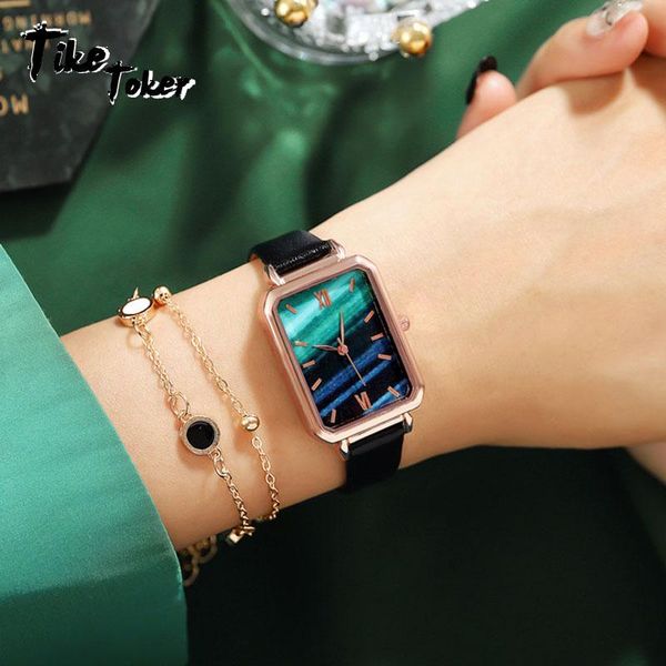 wristwatches tike toker women watches fashion square ladies quartz watch bracelet set green dial simple rose gold mesh luxury, Slivery;brown
wristwatches tike toker women watches fashion square ladies quartz watch bracelet set green dial simple rose gold mesh luxury, Slivery;brown
