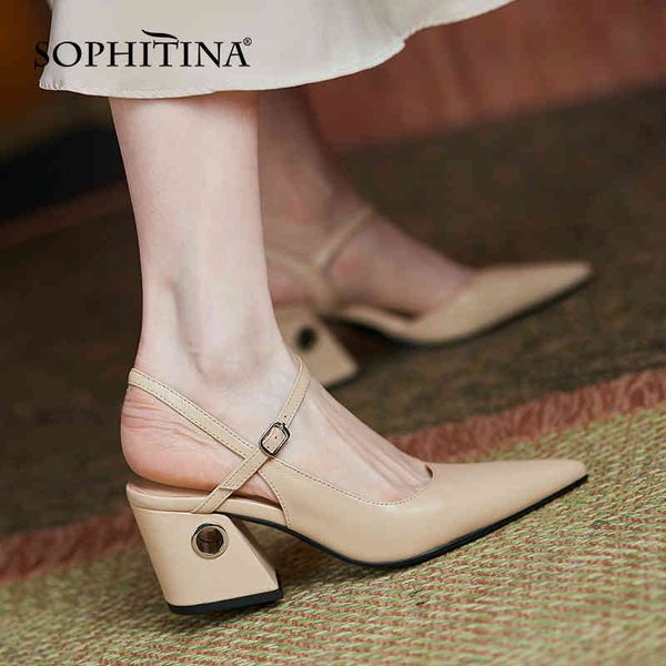 sophitina mature women's shoes buckle thick heel hollow fashion shoes handmade pointed leather toe-covering female sandals ao699 210513, Black
sophitina mature women's shoes buckle thick heel hollow fashion shoes handmade pointed leather toe-covering female sandals ao699 210513, Black