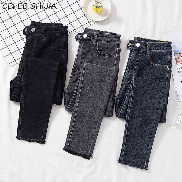 high waist woman jeans elastic denim chic gray black ankle-length pencil pants lady mom spring summer skinny 211129, Blue
high waist woman jeans elastic denim chic gray black ankle-length pencil pants lady mom spring summer skinny 211129, Blue