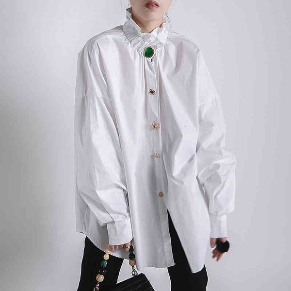 blouses patchwork diamonds oversized shirt for women high collar lantern sleeve loose solid color casual shirts female 2021, White
blouses patchwork diamonds oversized shirt for women high collar lantern sleeve loose solid color casual shirts female 2021, White