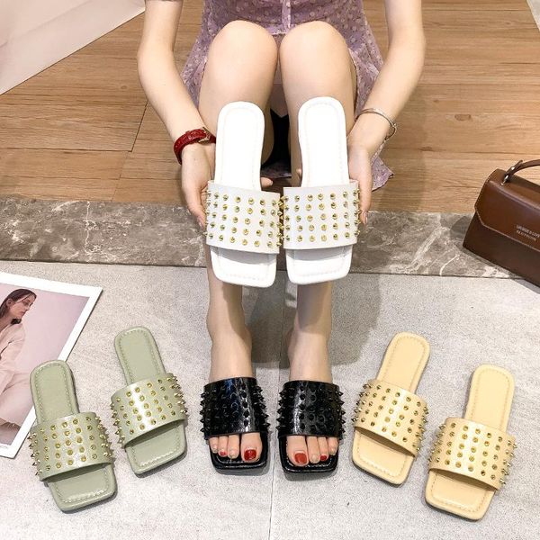 slippers shoes casual rivet slipers women slides luxury flat summer 2021 basic pu rubber slid, Black
slippers shoes casual rivet slipers women slides luxury flat summer 2021 basic pu rubber slid, Black