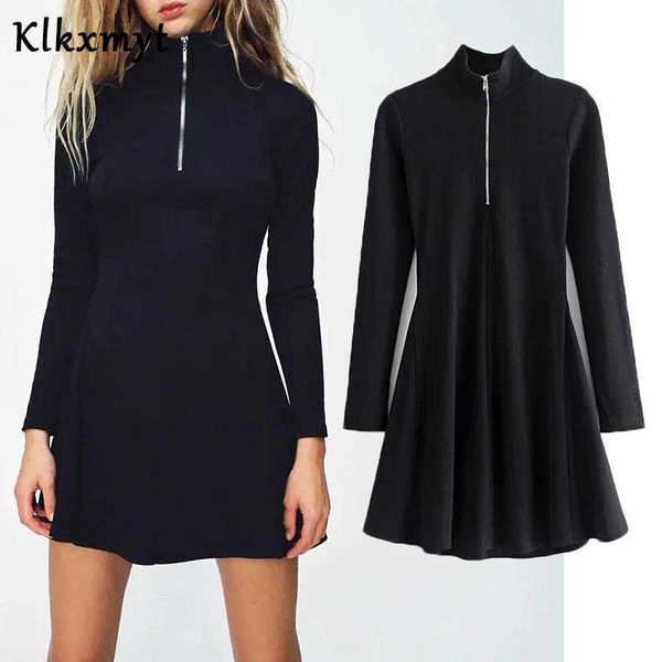klkxmyt za dress women spring fashion zipper thread long sleeve knitted mini es black elegant woman casual slim 210527, Black;gray
klkxmyt za dress women spring fashion zipper thread long sleeve knitted mini es black elegant woman casual slim 210527, Black;gray