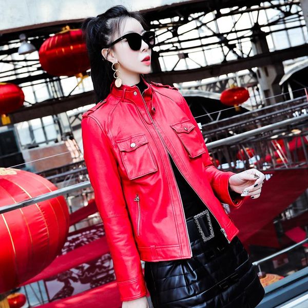 women's leather & faux spring autumn real genuine jacket women clothes 2021 korean vintage sheepskin coat outwear chaqueta mujer zt312, Black
women's leather & faux spring autumn real genuine jacket women clothes 2021 korean vintage sheepskin coat outwear chaqueta mujer zt312, Black