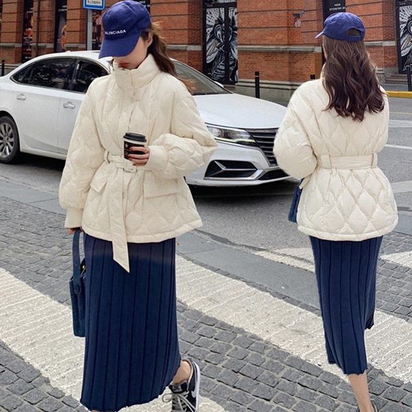 women's jackets 2021 loose casual hooded parkas women fashion thick coats elegant tie belt arygle cotton female ladies, Black;brown 
women's jackets 2021 loose casual hooded parkas women fashion thick coats elegant tie belt arygle cotton female ladies, Black;brown