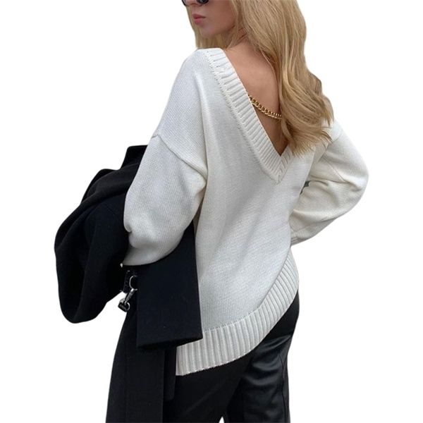 women sweater long sleeve backless casual o-neck loose pullover jumper solid 4 colors fashion 210522, White
women sweater long sleeve backless casual o-neck loose pullover jumper solid 4 colors fashion 210522, White