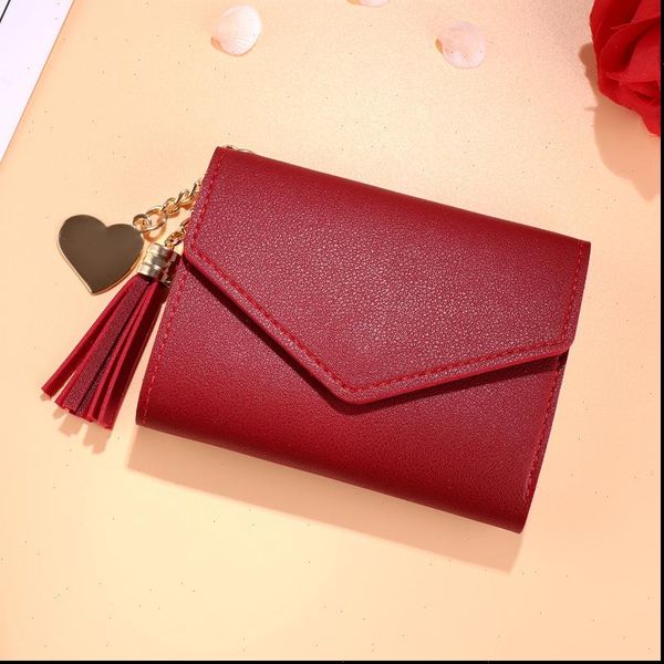 mini tassel wallet women fashion purse female short wallets korean students lovely small for, Red;black
mini tassel wallet women fashion purse female short wallets korean students lovely small for, Red;black