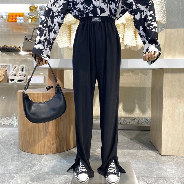 women's pants & capris fashion standard elastic high waist drop casual solid color versatile loose straight slit floor length, Black;white
women's pants & capris fashion standard elastic high waist drop casual solid color versatile loose straight slit floor length, Black;white