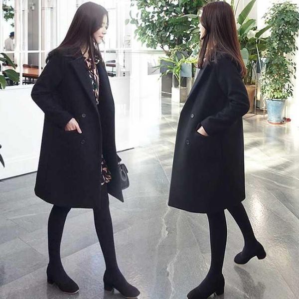 women's wool & blends 2021 autumn women elegant solid turn-collar coats loose mid-length woolen female long sleeve double breasted outw, Black
women's wool & blends 2021 autumn women elegant solid turn-collar coats loose mid-length woolen female long sleeve double breasted outw, Black