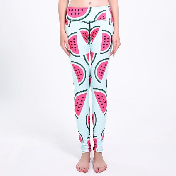 women's leggings cute pink watermelon legging printed sporting pants women high waist fitness support, Black