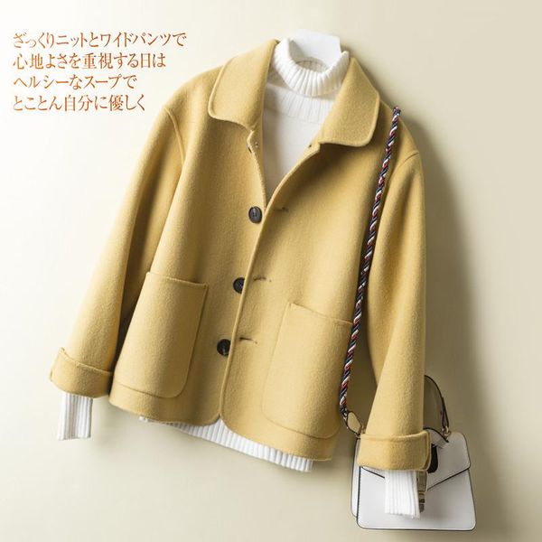women's wool & blends fashion coat short spring autumn lapel woolen women single breasted pocket red blue camel pinkblack yellow, Black
women's wool & blends fashion coat short spring autumn lapel woolen women single breasted pocket red blue camel pinkblack yellow, Black