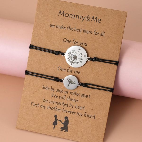 charm bracelets stainless steel dandelion wax wire braided adjustable parent-child card bracelet jewelry, Golden;silver
charm bracelets stainless steel dandelion wax wire braided adjustable parent-child card bracelet jewelry, Golden;silver