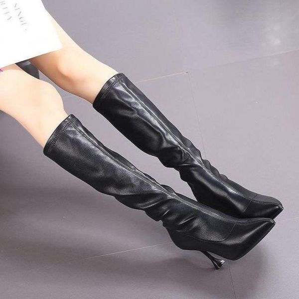 boots pointed high heels stiletto women 2021 autumn and winter long tube fashion casual elastic, Black 
boots pointed high heels stiletto women 2021 autumn and winter long tube fashion casual elastic, Black