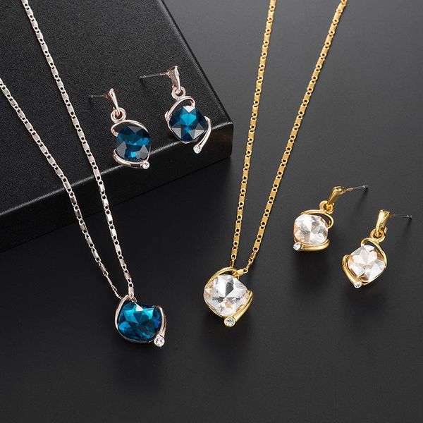 earrings & necklace style romantic geometric irregular graphic suit woman zircon white blue earring set 2021, Silver
earrings & necklace style romantic geometric irregular graphic suit woman zircon white blue earring set 2021, Silver