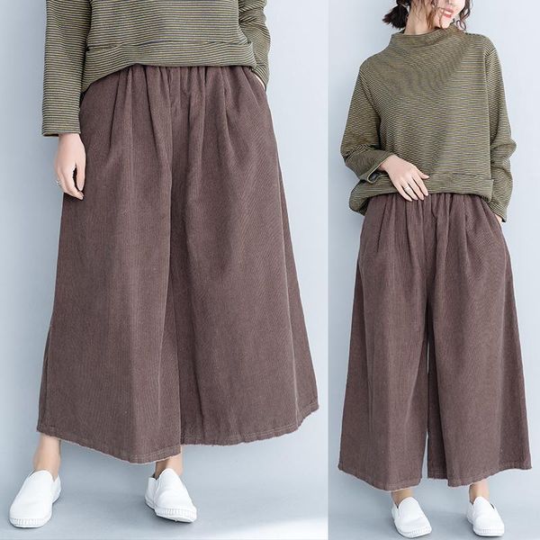 women's pants & capris qoerlin elastic waist wide leg trouser women fashion oversize loose casual washes corduroy calf length in 4 seas, Black;white
women's pants & capris qoerlin elastic waist wide leg trouser women fashion oversize loose casual washes corduroy calf length in 4 seas, Black;white