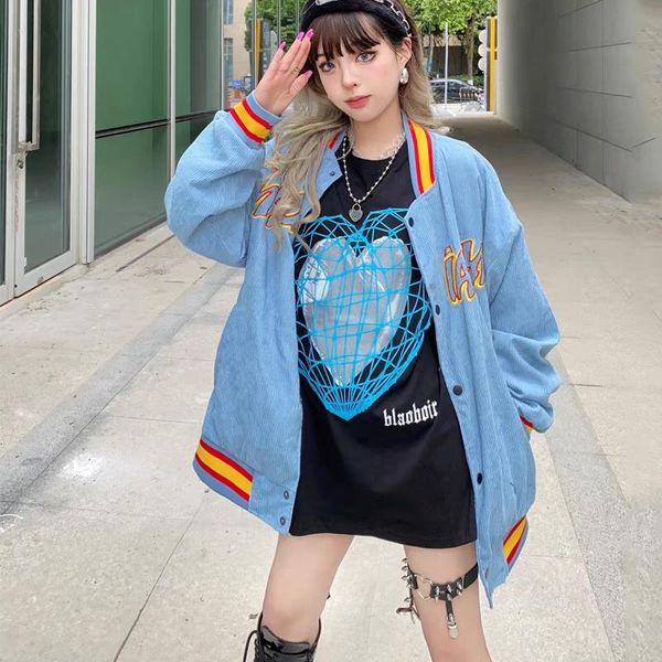 women's jackets 2021 autumn street corduroy baseball uniform jacket for men and women oversize coat loose embroidered oversized, Black;brown
women's jackets 2021 autumn street corduroy baseball uniform jacket for men and women oversize coat loose embroidered oversized, Black;brown