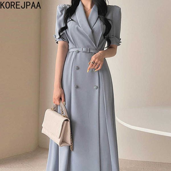 korejpaa women dress summer korean chic temperament light cooked style lapel double-breasted waist short-sleeved vestidos 210526, Black;gray
korejpaa women dress summer korean chic temperament light cooked style lapel double-breasted waist short-sleeved vestidos 210526, Black;gray