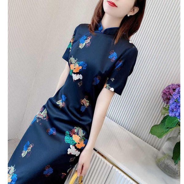 ethnic clothing summer dress modified cheongsam slightly fat girls wear large high-end retro disc buckle printed skirt, Red
ethnic clothing summer dress modified cheongsam slightly fat girls wear large high-end retro disc buckle printed skirt, Red