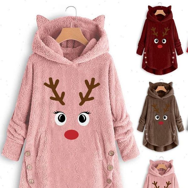 women sweaters fashion printed cat ears hooded large size long sleeve button sweater warm pullover christmas casual, White;black
women sweaters fashion printed cat ears hooded large size long sleeve button sweater warm pullover christmas casual, White;black