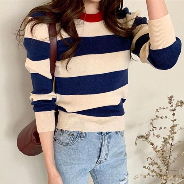women's sweaters striped sweater women 2021 autumn korean fashion knitted pullover long sleeve vintage clothes casual o-neck female, White;black
women's sweaters striped sweater women 2021 autumn korean fashion knitted pullover long sleeve vintage clothes casual o-neck female, White;black