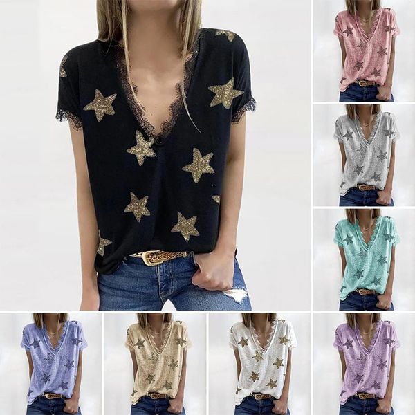 women's blouses & shirts star printed women blouse v neck short sleeve 2021 summer clothing fashion lace tshirt plus size 5xl, White
women's blouses & shirts star printed women blouse v neck short sleeve 2021 summer clothing fashion lace tshirt plus size 5xl, White