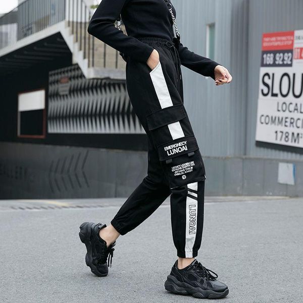 high waist loose cargo quality womens pants handsome pattern print streetwear trousers plus size woman casual jogger pant, Black;white
high waist loose cargo quality womens pants handsome pattern print streetwear trousers plus size woman casual jogger pant, Black;white