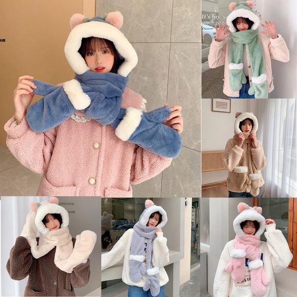 beanies fashion creative women three in one hat scarf five finger gloves thickened plush girls' outdoor warm wool
beanies fashion creative women three in one hat scarf five finger gloves thickened plush girls' outdoor warm wool