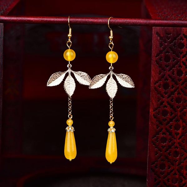 dangle & chandelier vintage ethnic style leaf drop earrings women elegant yellow nature stone woman fashion jewelry accessories gift, Silver
dangle & chandelier vintage ethnic style leaf drop earrings women elegant yellow nature stone woman fashion jewelry accessories gift, Silver