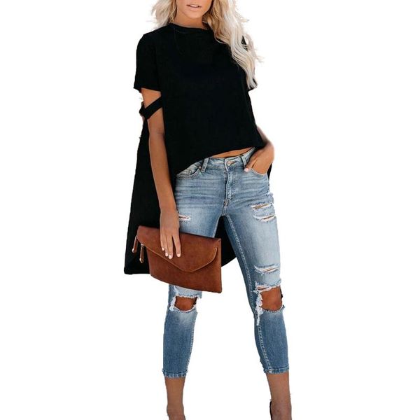 summer women casual irregular hem loose t-shirt round collar solid color short sleeve crop black white women's
summer women casual irregular hem loose t-shirt round collar solid color short sleeve crop black white women's