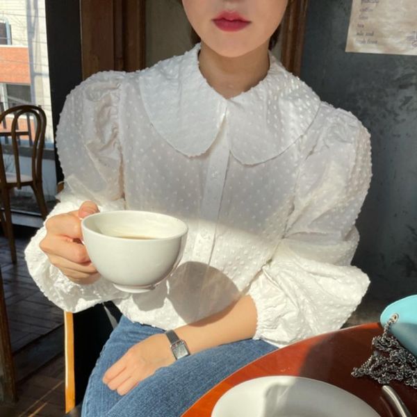 women's blouses & shirts neploe work style office lady solid blouse women doll collar puff long sleeve single breast blusas spring 2021, White
women's blouses & shirts neploe work style office lady solid blouse women doll collar puff long sleeve single breast blusas spring 2021, White