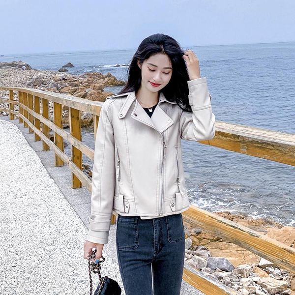 women's leather & faux women jacket pu zipper short coats slim england streetwear korea ladies outerwear, Black
women's leather & faux women jacket pu zipper short coats slim england streetwear korea ladies outerwear, Black